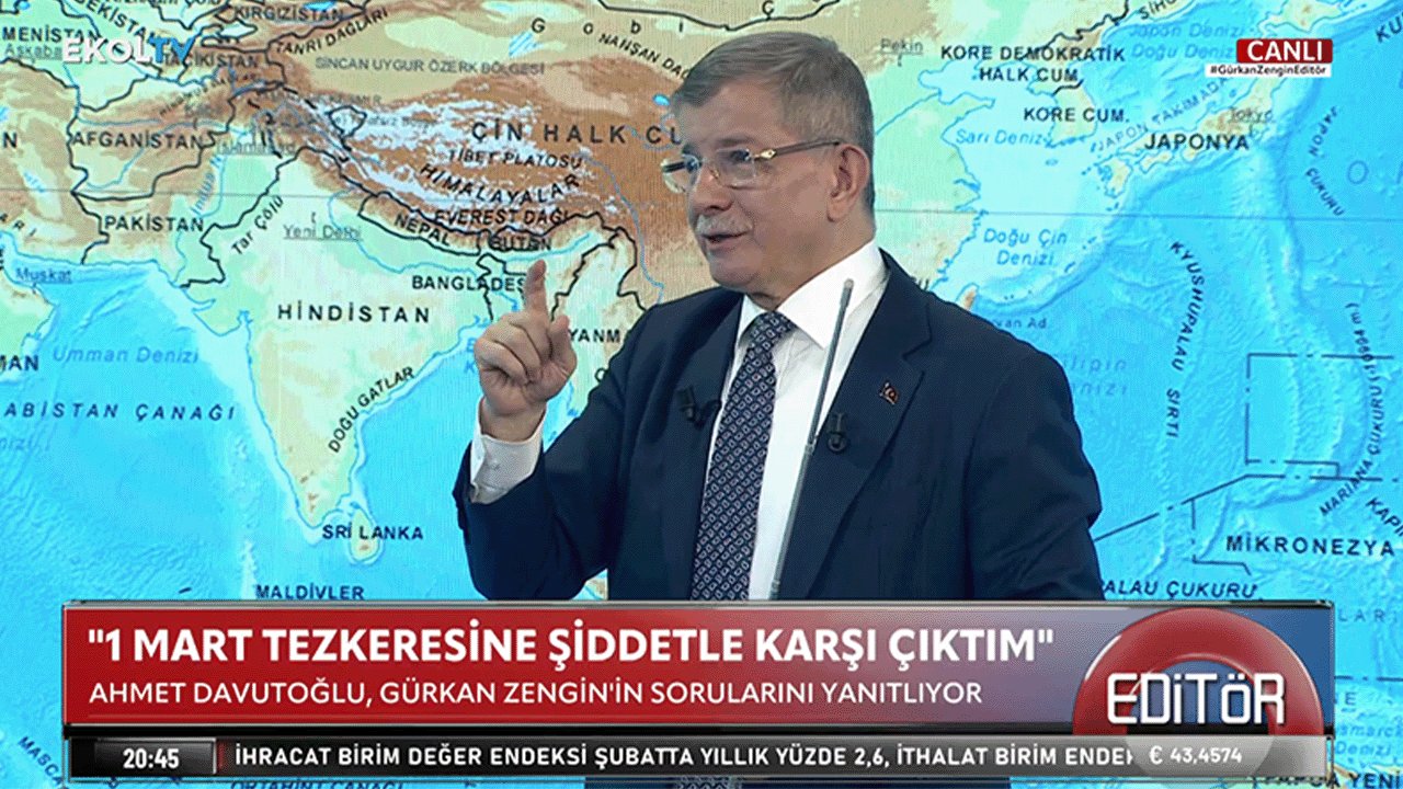 Ahmet Davutoğlu Ekol TV’de: Orta Doğu’nun en tehlikeli adamı oldum