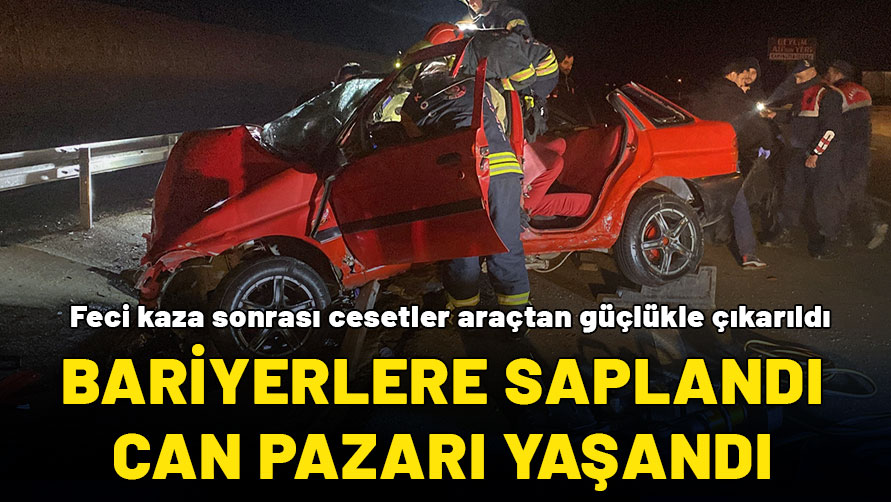 Korkunç kaza! Otomobil bariyerlere saplandı, içindeki iki kişi yaşamını yitirdi