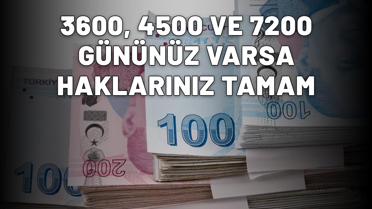 3600, 4500 VE 7200 GÜNÜNÜZ VARSA HAKLARINIZ TAMAM: Erken emeklilikte tüm yollar açıldı!