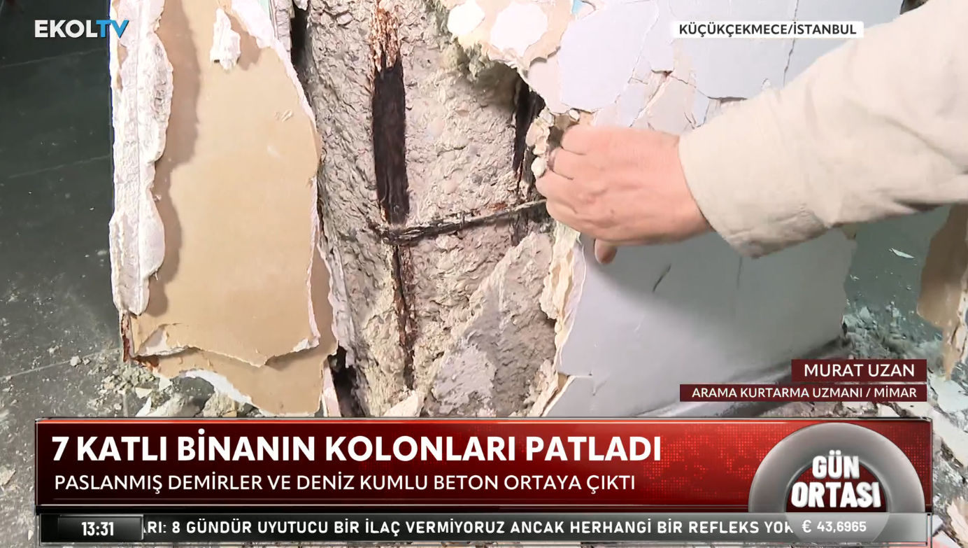 7 katlı binanın kolonları patladı! Binanın demirleri canlı yayında uzman ismin elinde kaldı
