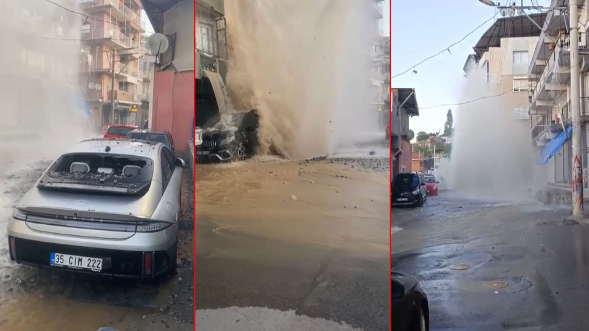 Taş yağmuru ile uyandılar! Ana su borusu patladı: Birçok araç ve ev hasar gördü