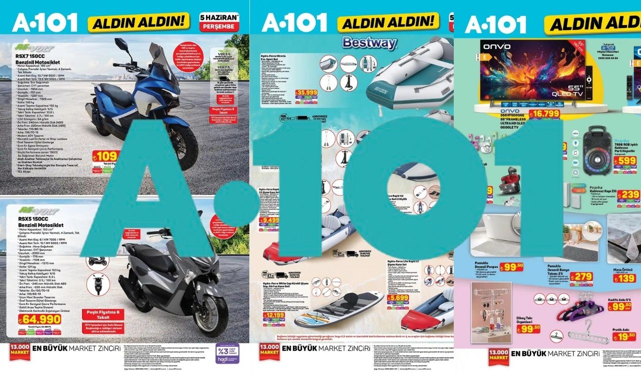 A101'E SPOR BOT VE 150 CC MOTOSİKLET GELİYOR: A101 5 Haziran indirim kataloğu yayımlandı!