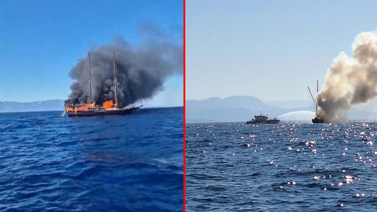 Bodrum'da tekne yandı! Turistler ve mürettebat hızla tahliye edildi