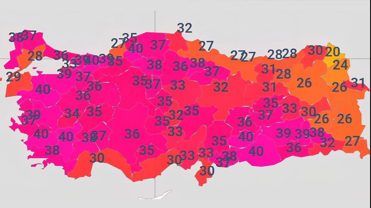 TÜRKİYE HARİTASI PEMBEYE BÜRÜNDÜ: Sıcaklıklar tavan yaptı. asfalt bile kavruluyor! İşte il il hava sıcaklıkları