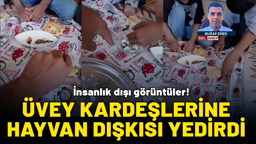 İnsanlık dışı görüntüler! Küçücük çocuklara hayvan dışkısı yedirdi