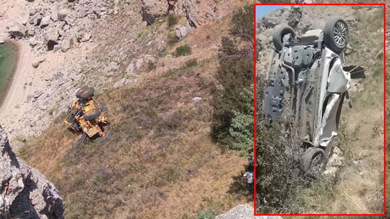 Dikkatsizlik facia getirdi! El freni çekilmeyen greyder göl kenarındaki otomobili uçuruma sürükledi: 1 ölü