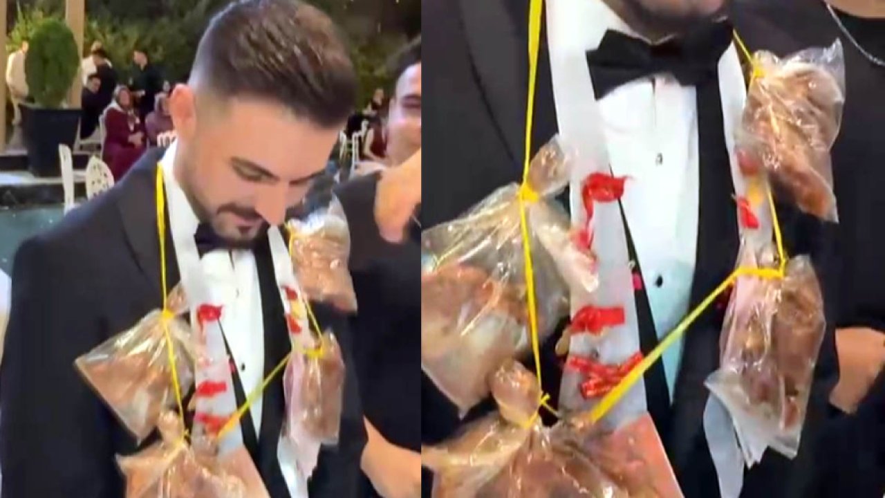 Kahramanmaraş'taki düğünde damada altın yerine bakın ne takıldı!
