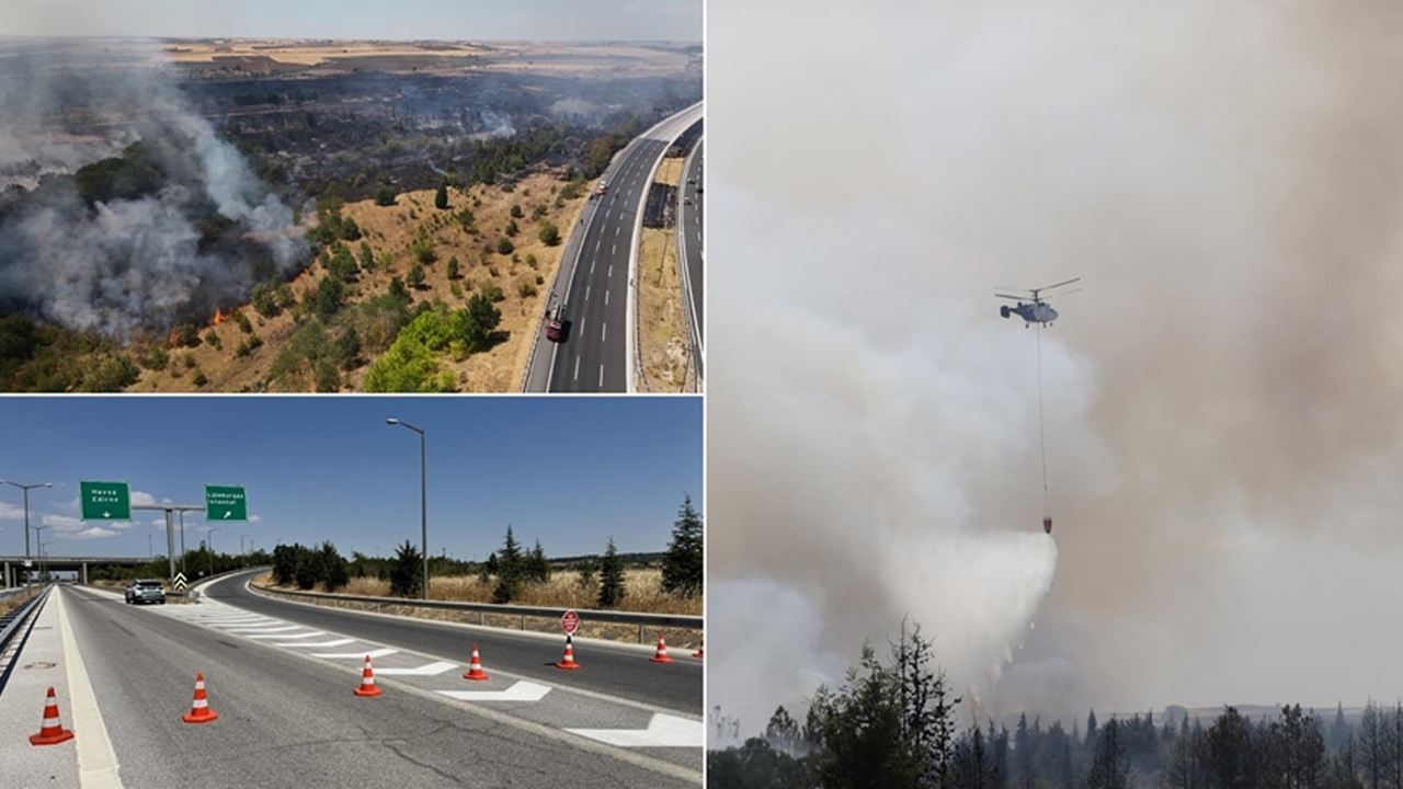 Trakya'da orman yangını alarmı: Avrupa otoyolu trafiğe kapatıldı