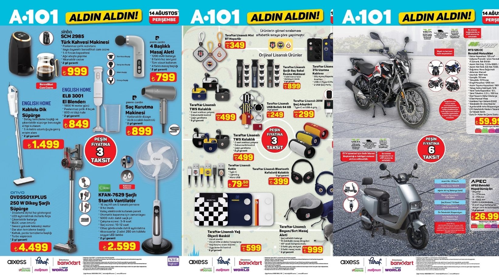 A101'E MOTOSİKLET VE KATLANABİLİR MASA TENİSİ GELİYOR: A101 14 Ağustos indirim kataloğunu yayınladı!