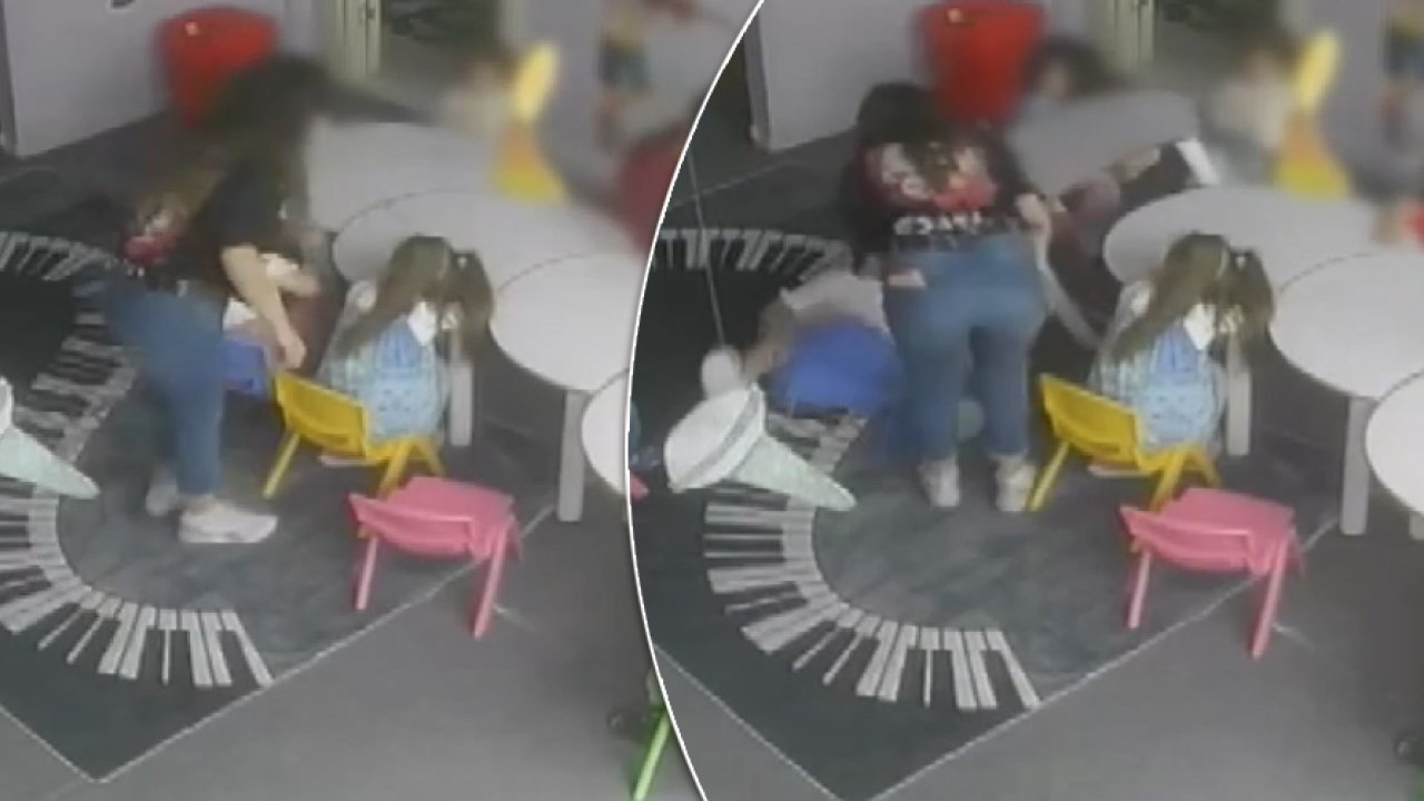 Kreşte şiddet iddiası: Küçük çocuk masayla beraber yere kapaklandı!