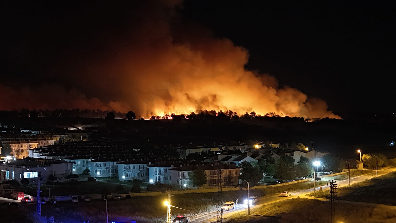 Bir yangın da Edirne'de! Alevler yazlık evleri yutmak üzere: Akşam saatlerinde yangın başladı