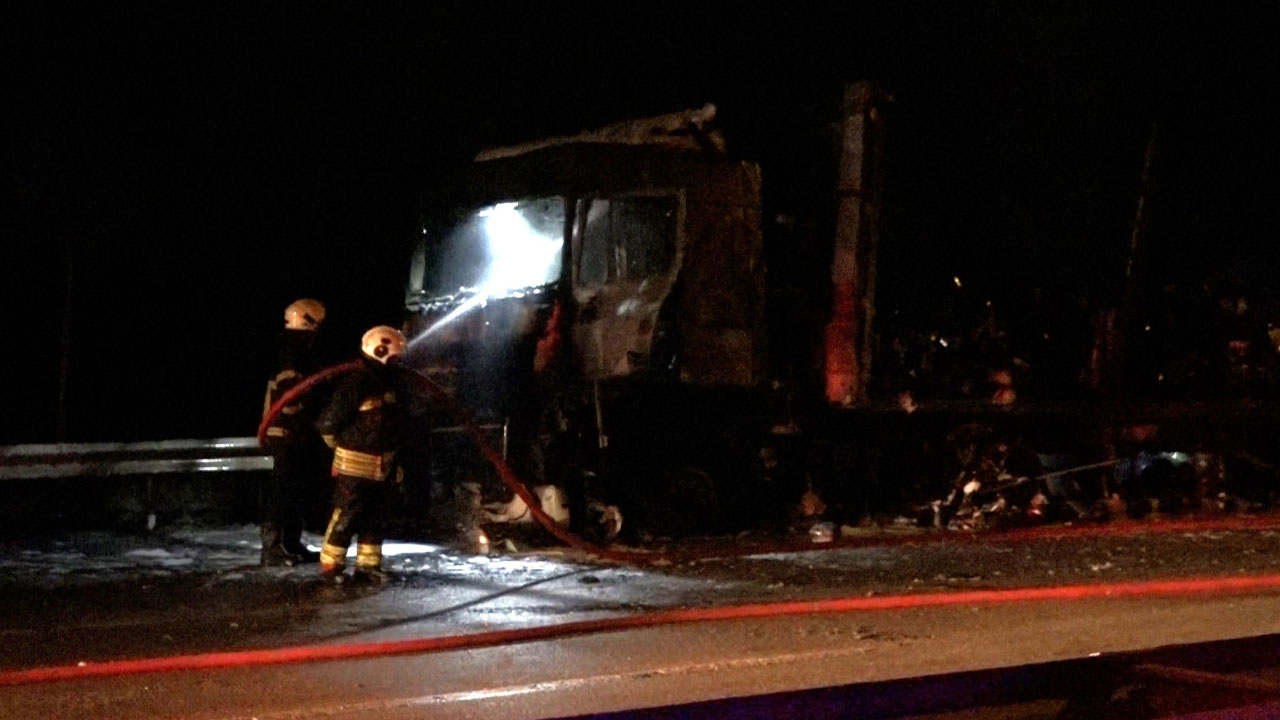 Samsun’da korku dolu anlar: TIR'da yangın çıktı, alevler ağaçlara sıçradı!