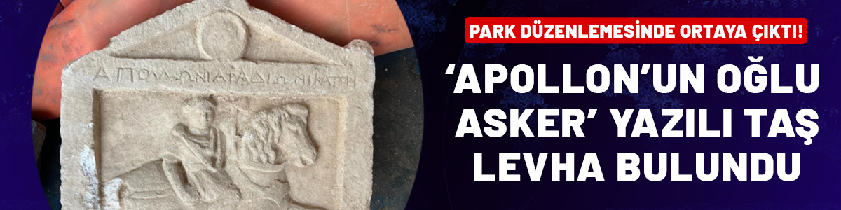 Denizli'de antik döneme ait 'Apollon'un Oğlu Asker' figürlü taş levha bulundu