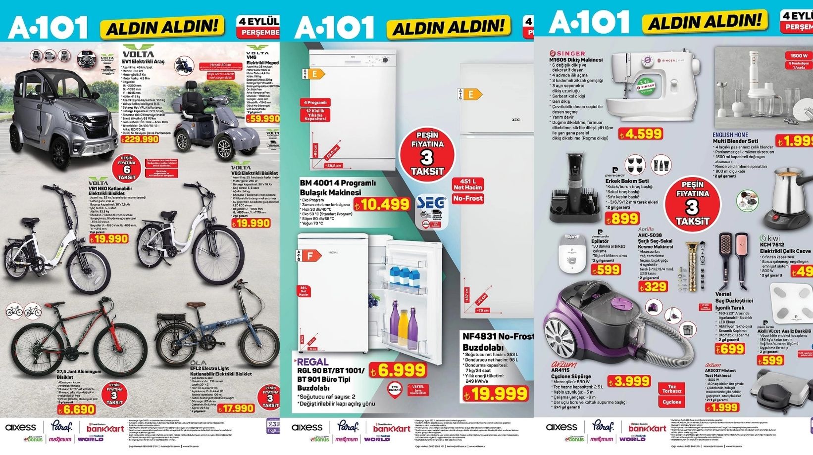 A101'e dikiş makinesi ve buzdolabı geliyor: A101 4 Eylül indirim kataloğu sıralandı!