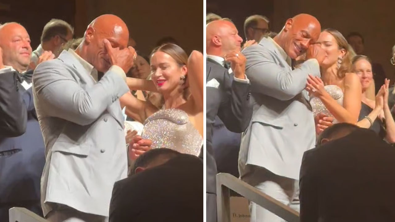 Venedik'te 15 dakika boyunca ayakta alkışlandı: The Rock gözyaşlarını tutamadı