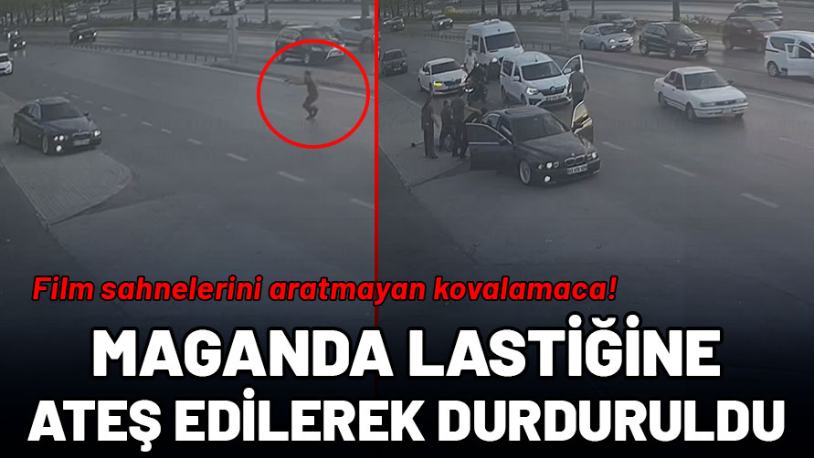 Film sahnelerini aratmayan kovalamaca: Trafik magandası lastiğine ateş edilerek durduruldu!