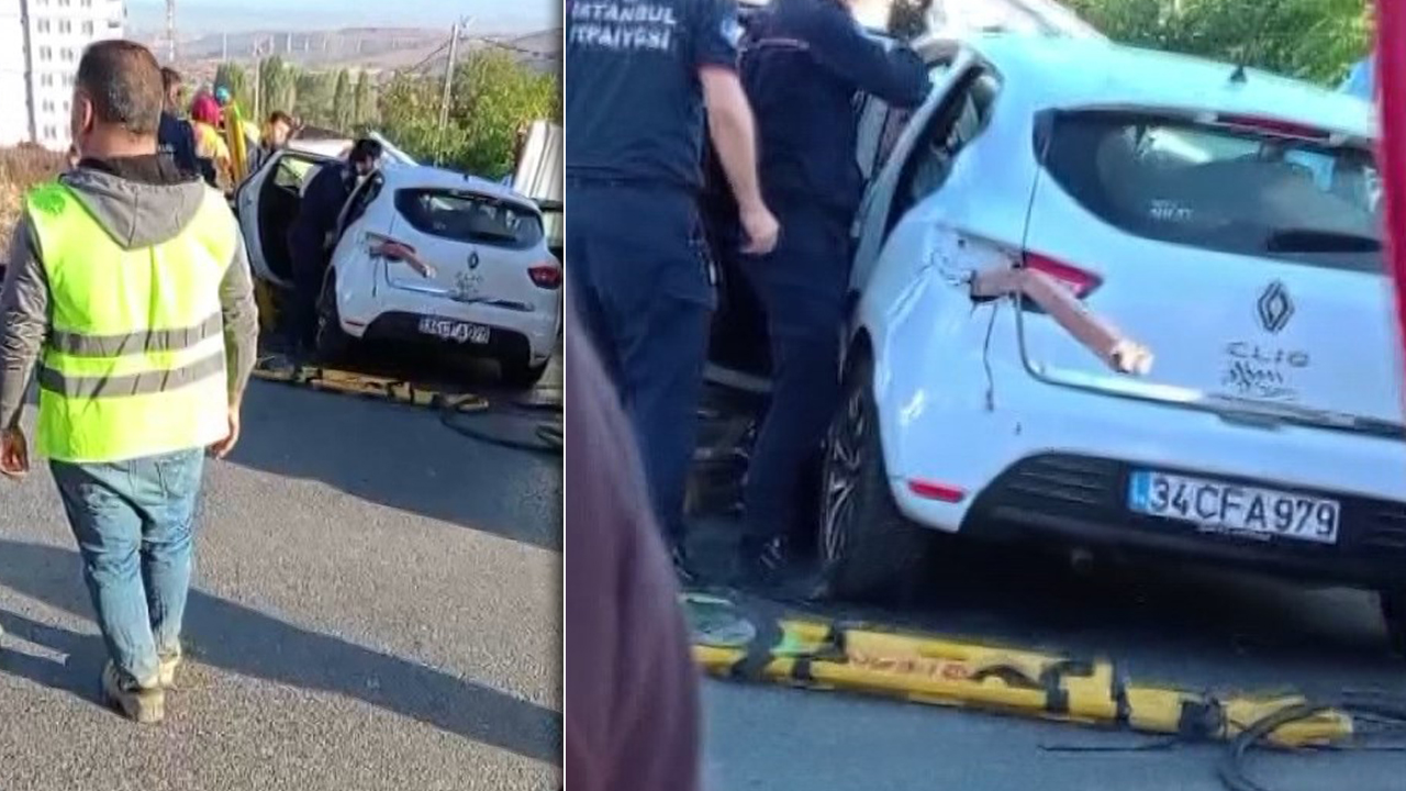 Başakşehir'de korkunç kaza! Otomobile saplanan demir sürücünün bacağını delip aracın arkasından çıktı