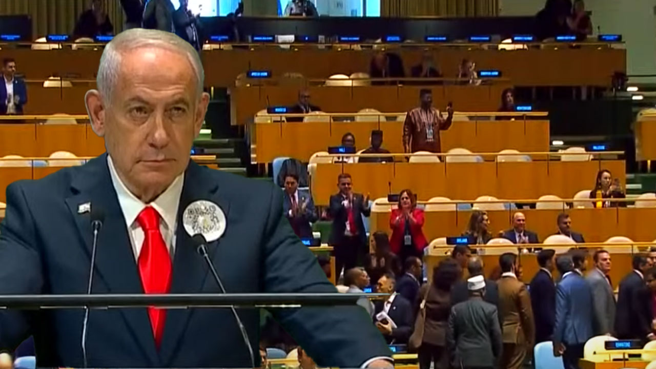 BM'de tarihi an! Netanyahu kürsüye çıkınca salonu terk ettiler: Konuşmasını Gazzelilere dinletti
