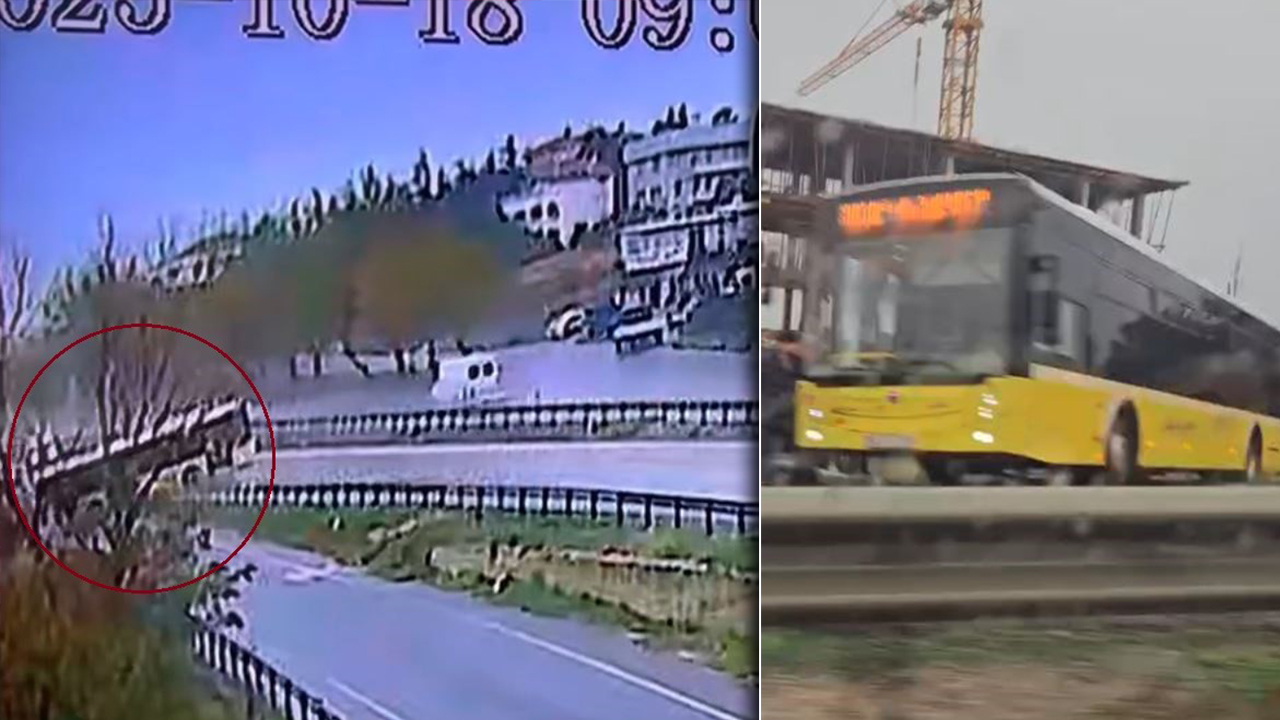 İETT otobüsü kaygan yolda kontrolden çıktı: Kaza anı kamerada