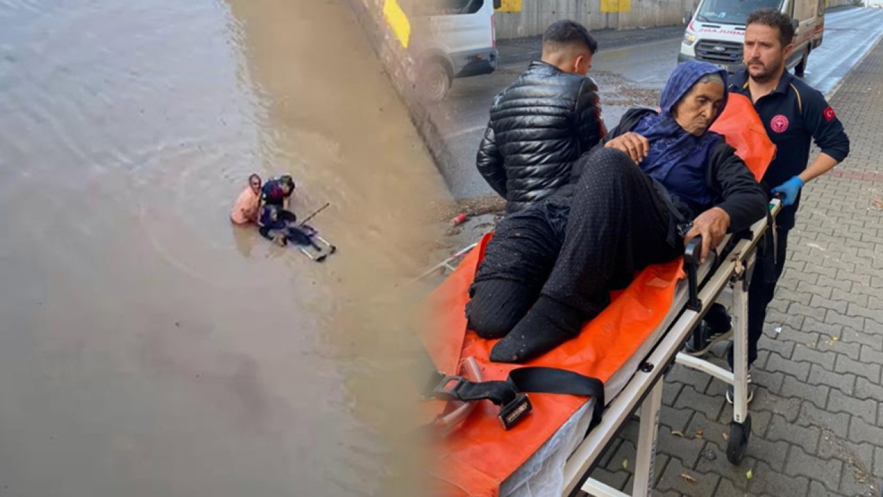Hatay'da selle mücadele: Engelli kadın alt geçitte ölümden döndü!