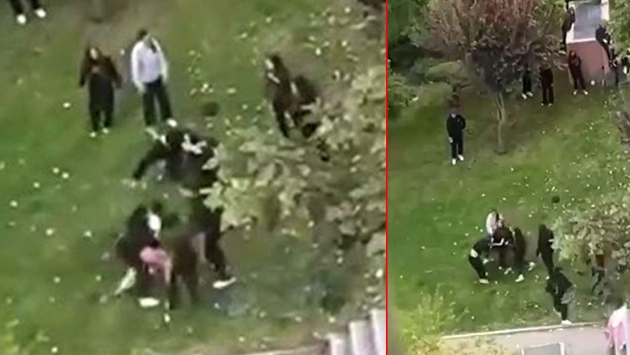 İstanbul'un göbeğinde liseli kız öğrenciler tekme tokat birbirlerine girdi