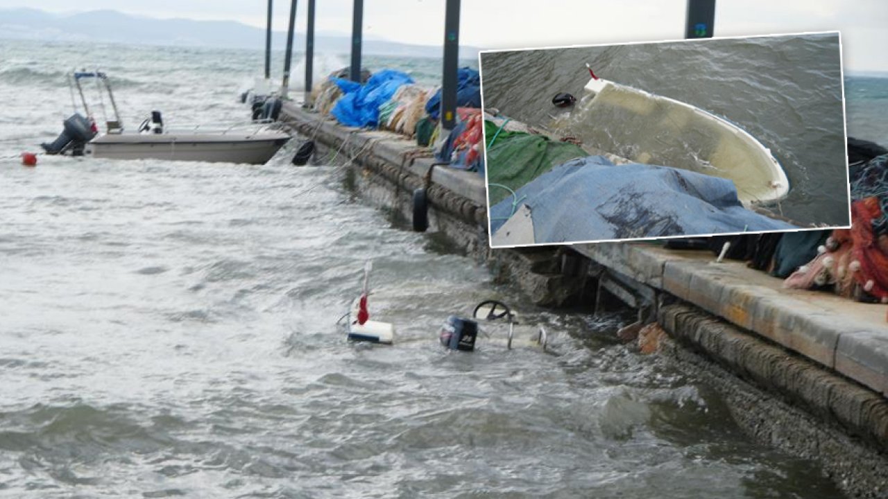 Tekneler dalgalara dayanamadı: Şiddetli lodos sonrası hepsi battı!