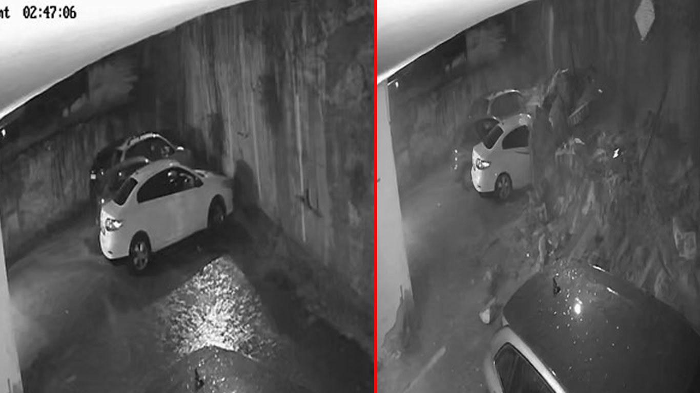 İstanbul Maltepe'de 6 katlı bir binanın istinat duvarı çöktü!