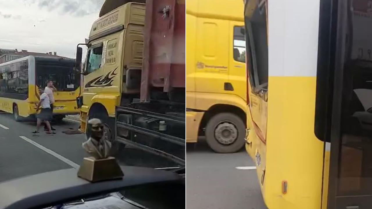 İstanbul'da İETT otobüsüne kamyon çarptı: 9 yolcu yaralandı