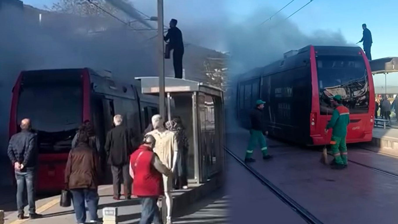 Tramvayda yangın paniği: Seyir halindeyken arıza yaptı, duman yükseldi