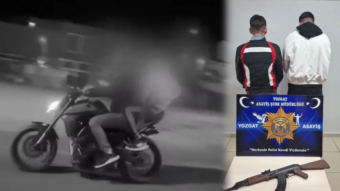 Motosiklet üzerinde oyuncak silahla silahlı poz veren 2 kişi yakalandı