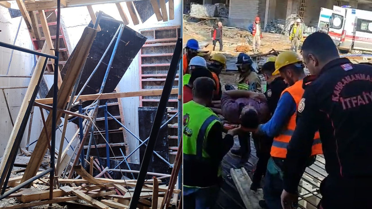 Kahramanmaraş'ta inşaat alanında çökme! 1 işçi yaralandı