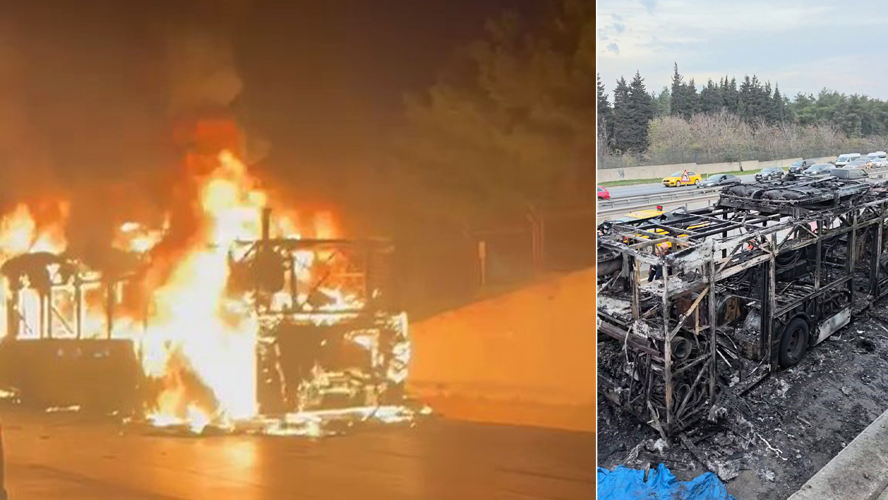 Eyüpsultan Kemerburgaz yolunda korkutan anlar: İETT otobüsü alev alev yandı