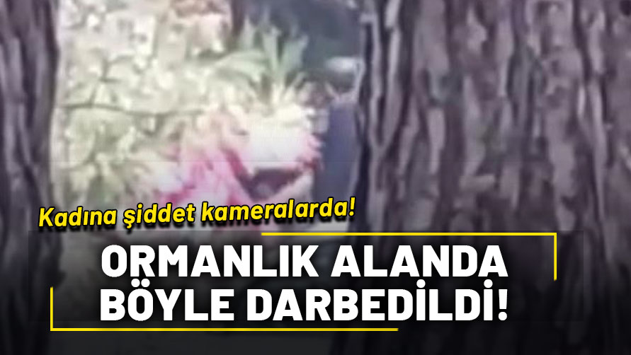 Kadına şiddet kameralarda! Ormanlık alanda darbedildi
