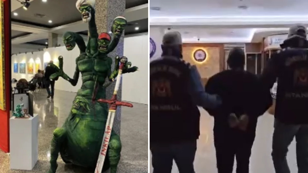 Kongre merkezinde sergilenen heykel ile ilgili 2 kişi gözaltına alındı