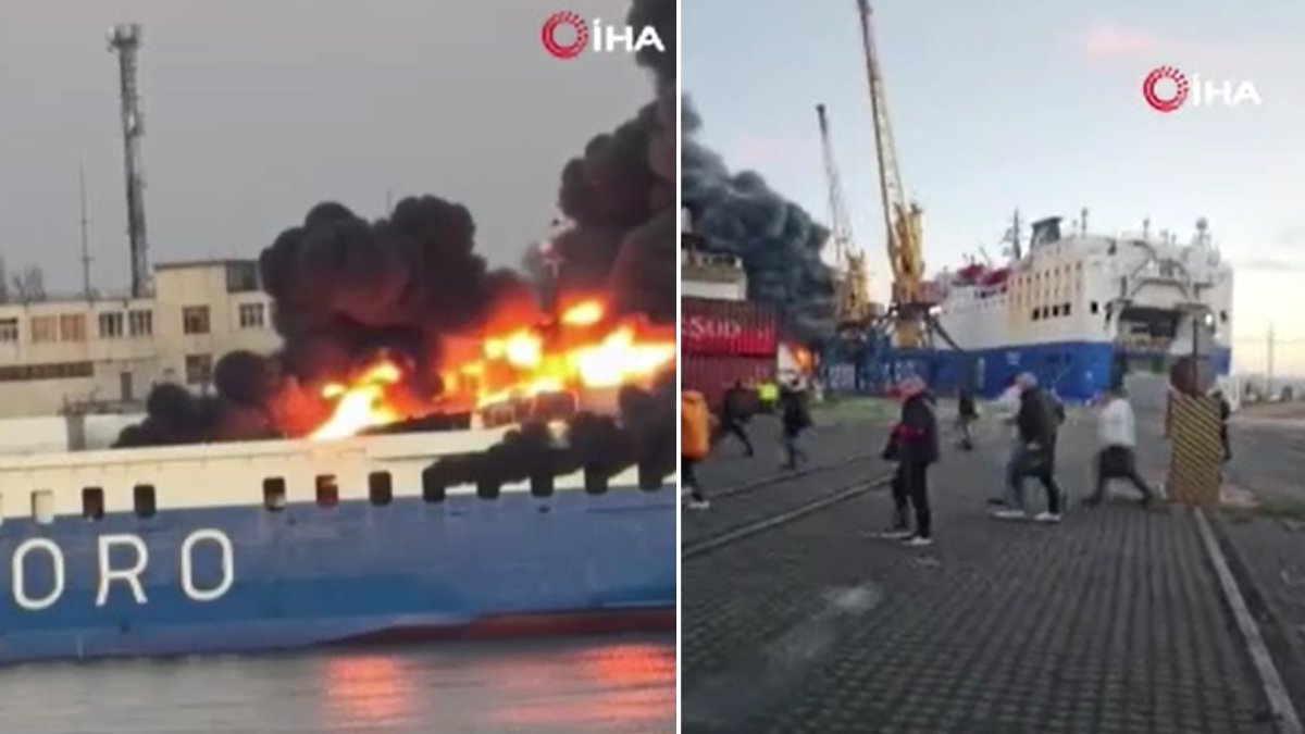 Tır taşımacılığı yapan Türk gemisi Odesa'da vuruldu