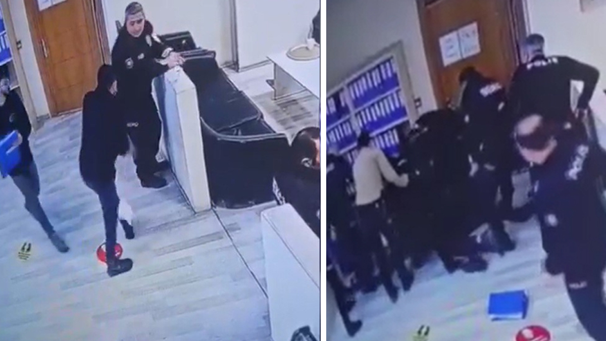 Kartal'da polis merkezinde bir şahıs bekçiye saldırarak silahını almaya çalıştı