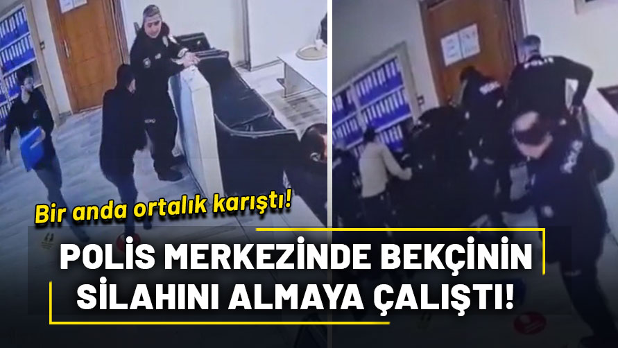 Kartal'da polis merkezinde bir şahıs bekçiye saldırarak silahını almaya çalıştı