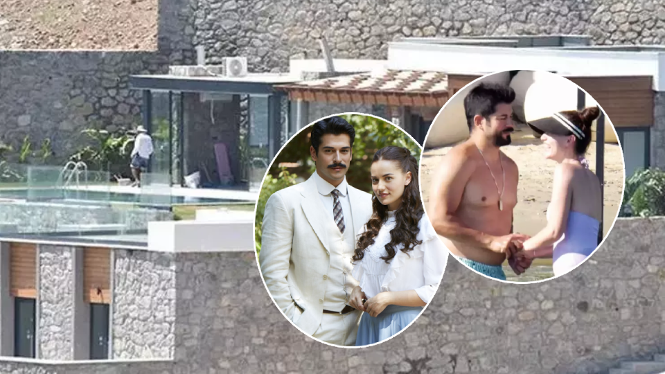 Fahriye Evcen ve Burak Özçivit Bodrum'da! Baklava kaslar gitti göbek geldi