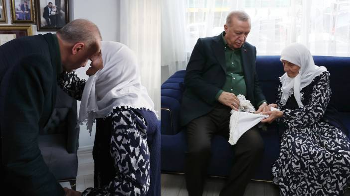 Cumhurbaşkanı Erdoğan'dan şehit ailesine ziyaret! Duygulandıran anlar