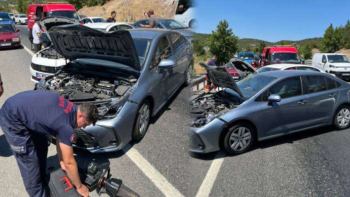 Sıcaktan asfalt eridi, zincirleme kazada 8 kişi yaralandı