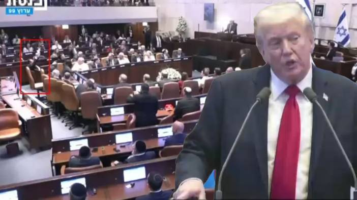 İsrail Meclisi'nde konuşan Trump'a protesto: Milletvekili yaka paça salondan çıkarıldı