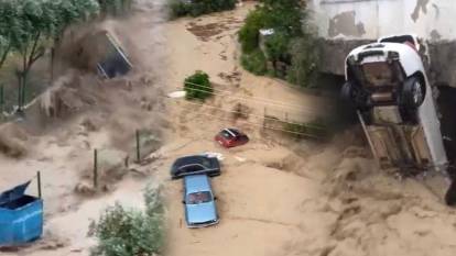 Osmaniye'de Bülbül Deresi taştı, araçlar sel sularına kapıldı