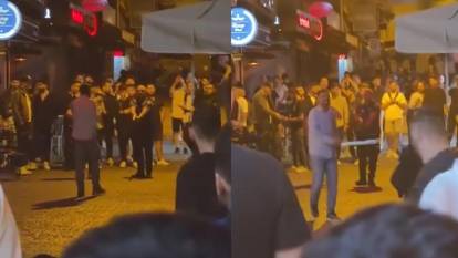 Görüntüler İstanbul’un göbeği Beşiktaş’tan: Döner bıçağıyla dehşet saçtı!