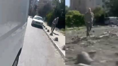 Trafikte ilginç anlar! Aracı taş yağmuruna tuttu
