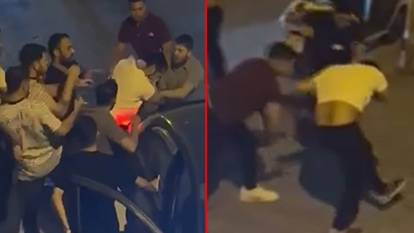 Eşinin yanında meydan dayağı attılar: Dehşet anları kamerada!