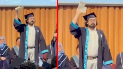 Mezuniyet töreninde diplomasını yırtmıştı: Gözaltına alındı
