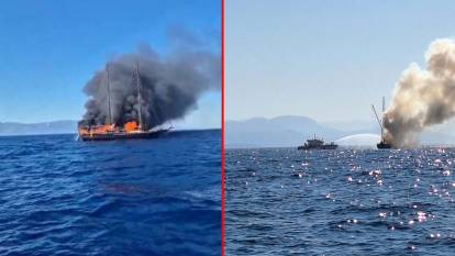 Bodrum'da tekne yandı! Turistler ve mürettebat hızla tahliye edildi