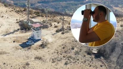 Alevlerin ortasında kaldı! 'Kuleyi terk et' demelerine rağmen görevine devam etti
