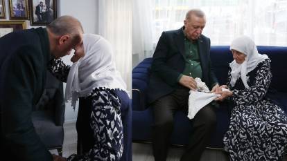 Cumhurbaşkanı Erdoğan'dan şehit ailesine ziyaret! Duygulandıran anlar