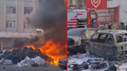 Toplanmayan çöpler alev alev yandı: Çok sayıda araç hasar aldı!